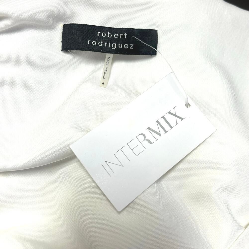 Vintage NWT Vintage Robert‎ Rodriquez White V-Neck  Dress w/ Rhinestone Accents - Picture 7 of 11